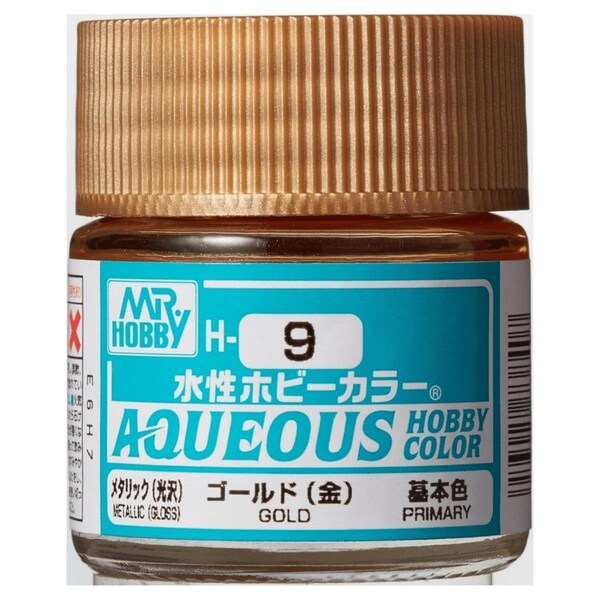 Mr Hobby 10 ml Metallic Gold Aqueous Acrylic Paint GUZH9 - main